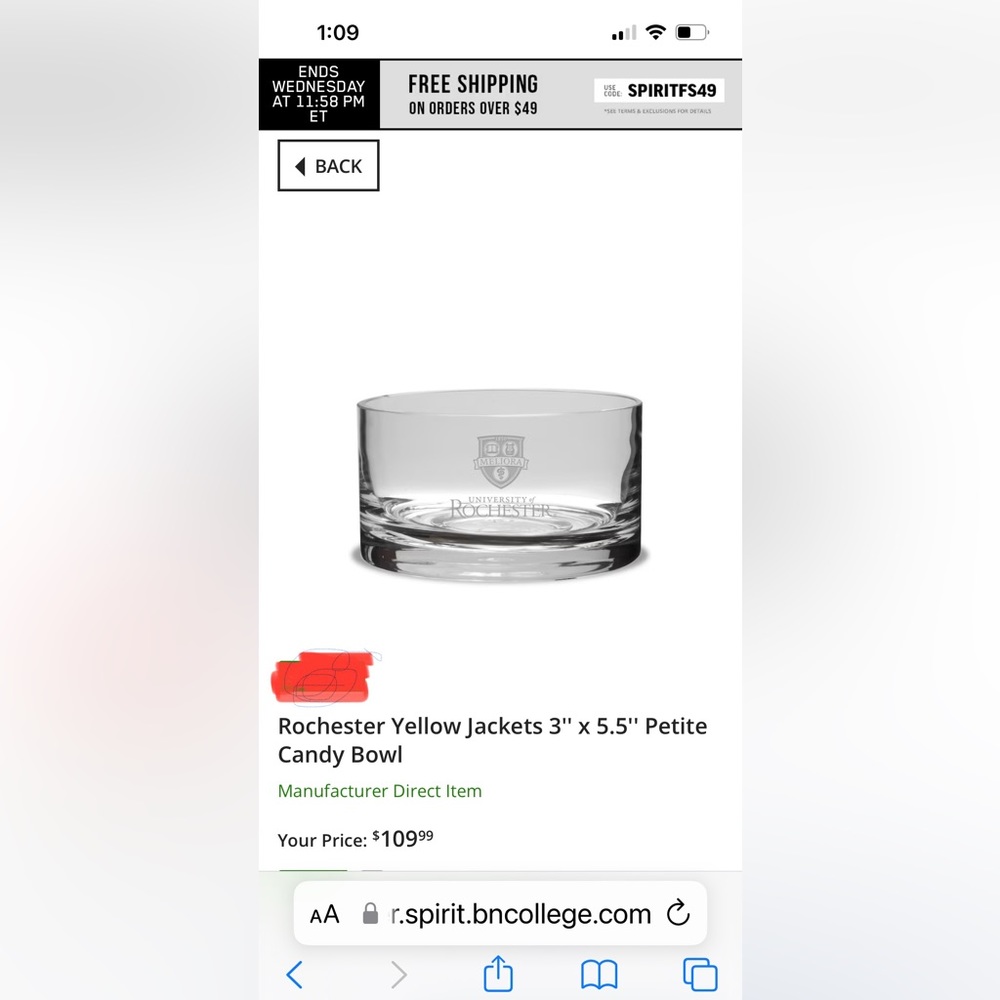 University of Rochester glass bowl